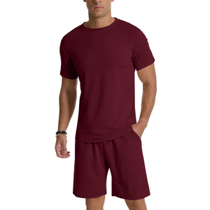 Ensemble court sur mesure de haute qualité avec logo personnalisé, survêtement d'été écologique, ensemble t-shirt et short décontracté 2 pièces pour hommes - Product Image 5