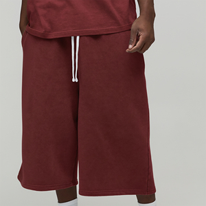 Wholesale 100% Cotton Jersey <b>Hip</b> Hop Men's Shorts Custom 3D Puff Printed Logo Heavyweight Solid Mid Waist Streetwear - Product Image 1