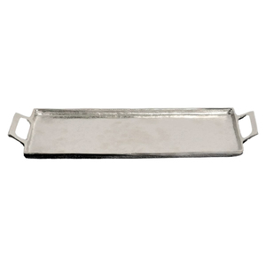 Plateau de service rectangulaire en métal poli, motif floral, avec poignées, usage résidentiel, pour hôtel et restauration - Product Image 4