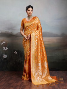 House of Pataudi Woven Banarasi Silk Blend Formal Wedding Loose Fit <b>Saree</b> - Product Image 2