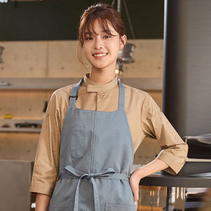 High Quality Cotton Blend Long Sleeved <b>Kitchen</b> <b>Apron</b> Washable Canvas Chef <b>Apron</b> with Embroidered Logo for Men Women Household - Product Image 3