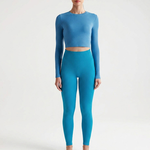 <b>Women</b> <b>Compression</b> Yoga Set Sports Bra Leggings 100% Cotton Quick Dry High Waist OEM Manufacturer Wholesale Premium Apparel - Product Image 1