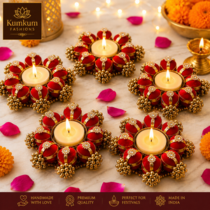 Support de bougie chauffe-plat indien fait main, très populaire, pour Diwali, mariage, temple, décoration intérieure, cadeau festif, souvenir, cadeau de pendaison de crémaillère - Product Image 3