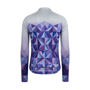 Maillot de cyclisme en polyester à sublimation intégrale, motif violet cristallin, manches longues, vêtements de vélo respirants, maillot de vélo de route - Product Image 2