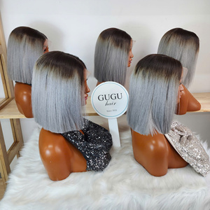 วิกผมแท้เวียดนาม GUGU Hair แบบ Double Drawn  พร้อมเชือกผูกปิดผม 5x5  ไม่ต้องใช้กาว  แบบตรงธรรมชาติ  ขนาด 8 นิ้ว สีเทา - Product Image 3