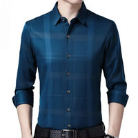 Kemeja Kantor Pria Musim Semi Gaya Bisnis Modern Poplin 100% Poliester 140g Kerah Kancing Sentuhan Lembut Tahan Air