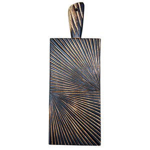 Planche à découper en bois de noyer foncé avec des lignes texturées sculptées en forme de soleil, support de suspension intégré, pour couper les légumes - Product Image 2