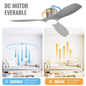 Ventilatore da soffitto a LED da 52 pollici a incasso con luce dimmerabile e 3 pale in ABS, motore DC reversibile per soggiorno - Product Image 4