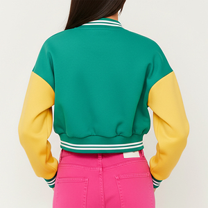 OEM/ODM Custom Made Unique Design Contrast Color Long Sleeves <b>Women</b> Varsity Quilted <b>Jacket</b> <b>Lightweight</b> Comfortable Embroidery - Product Image 4