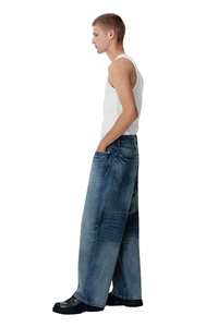 Pantalon cargo pour hommes de haute qualité bleu clair 100% coton Baggy Fit Denim nouveau design Pantalon cargo arrondi Lag Stack cheville Usine Hip Hop - Product Image 6