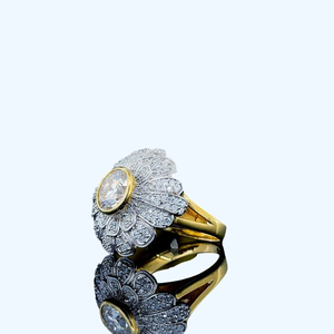 Anillo de Cóctel con Forma de Flor para Mujer, Chapado en Oro de 18K, con Circonita Cúbica y Micropavé, Joyería Glamurosa para Boda o Compromiso - Product Image 2