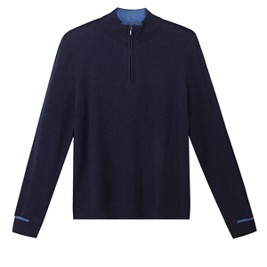 Winter New <b>Men's</b> European-size Sweater <b>Long</b>-sleeved Half-zipper Collar Solid Color High Elasticity Casual Winter Wear - Product Image 1