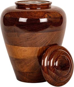 Urna moderna de madera para cenizas, recipiente conmemorativo de madera pulida lisa, urna alta de madera con vetas naturales, urna funeraria hecha a mano. - Product Image 4