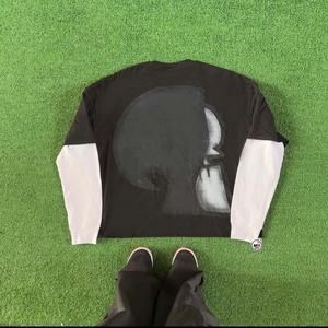 เสื้อยืดแขนยาวโอเวอร์ไซส์ขายดี พิมพ์ลายกลิตเตอร์ ตัวอักษรดีไซน์สตรีทแวร์ เสื้อยืดคอกลมถักสำหรับผู้ชาย ผ้าฝ้าย 100% - Product Image 6