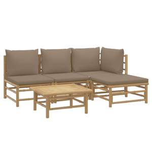 Ensemble de salon de jardin modulaire en bambou taupe, solution élégante et confortable pour les rassemblements en plein air - Product Image 3