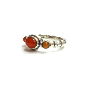 925 Sterling Silver Textured Band Three Carnelian <b>Ring</b> <b>Statement</b> <b>Ring</b> - Fine Jewelry Manufacturer Wholesale - Product Image 2