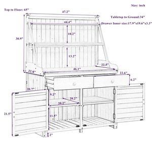 65-Inch Fir Wood <b>Workstation</b> Storage Shelf Potting Bench Table with Drawer Cabinet Brown-Assembly Video Provided - Product Image 6