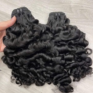 Prix usine Black Steam Fuzz Curly Bundle Extensions de cheveux de trame crue humaine Pas d'enchevêtrement Pas de perte Super soyeux prêt à expédier - Product Image 1