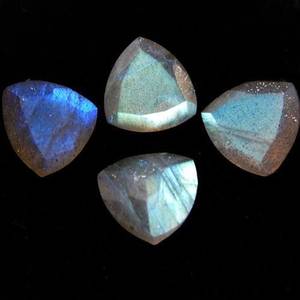 Natural Blue Fire Labradorite Gemstone Trillion Flat Back Cabochon Faceted Cut Loose Stone Jewelry Making Like Rings Bracelet - Product Image 2