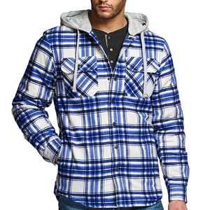 Camisa con Capucha a Cuadros para Hombre, con Bolsillos, Estilo Casual para Otoño, Cuello Camisero, Cierre de Botones, Corte Regular - Product Image 6