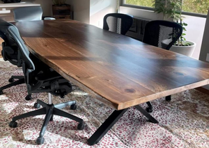 Table à manger de luxe en bois massif avec base métallique robuste, design contemporain, 6 places, pour appartement, hôtel, villa, maisons modernes, rectangulaire - Product Image 5