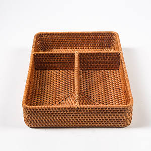 Compartiment diviseur plateaux en rotin décor de maison et de cuisine organisateur de couverts plateaux de rangement d'ustensiles - Product Image 4