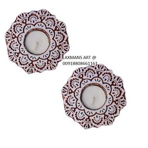 Wooden Carved <b>T</b>-<b>light</b> <b>Candle</b> Holders Designer Trendy <b>Candle</b> Holder Wooden Votive <b>Candle</b> Holders Wooden Painted <b>Candle</b> Holders - Product Image 1