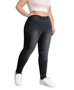 Vente en gros de jeans décontractés pour femmes, taille élastique, respirants, écologiques, sexy, en denim, taille plus, personnalisables, service OEM - Product Image 6