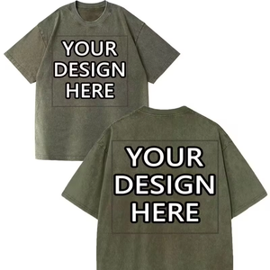 Custom Printed Chest Logo Personalized Front Silk Screen Printed Formal Short Sleeve Turtleneck Men's Washed Aged 100% T-Shirt - Product Image 1