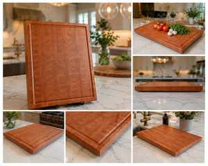 Planche à découper rectangulaire en bois antidérapante, emballage individuel, compatible lave-vaisselle, planche à découper moderne en bois - Product Image 4