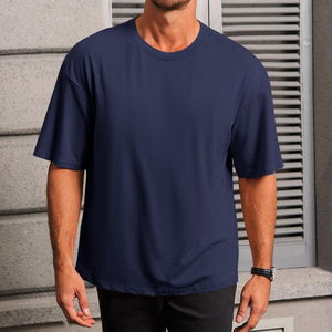 เสื้อยืดโอเวอร์ไซส์ผู้ชาย ผ้าฝ้ายน้ำหนักเบา ทรงหลวม สไตล์สตรีทแวร์ แขนสั้น เรียบง่าย แฟชั่น - Product Image 5