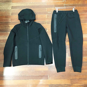 Ensemble de survêtement sportif pour homme OEM de haute qualité avec pantalon de jogging à fermeture éclair et capuche oversize, deux pièces, 100 % coton - Product Image 2