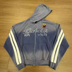 Sudadera con Capucha y Cierre de Cremallera para Hombre Klickclak, Gris con Rayas Blancas y Logotipo Estampado en la Parte Delantera, Ropa de Otoño - Product Image 1