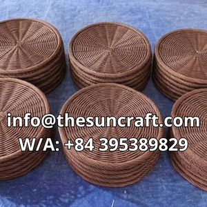 Winter Holiday Rattan <b>Table</b> <b>Mat</b> Hand-Made <b>Round</b> Placemat for Christmas Dinner Decor Festive Woven Underplate - Product Image 4