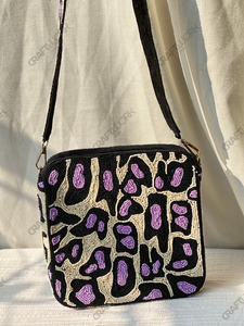 Pochette carrée noire perlée, motif mosaïque, fabrication artisanale, sac de soirée, vente en gros, OEM, export, marque privée, en vrac - Product Image 5