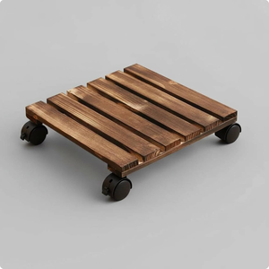 Soporte Rodante de Madera para Plantas con Ruedas, Carrito para Macetas, Soporte para Macetas de Madera Natural con Base para Balcón y Decoración del Hogar - Product Image 2