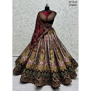 Collections de velours de vêtements de mariée indiens pour la mariée avec le travail de Zarkhan par Fabzone - Product Image 3