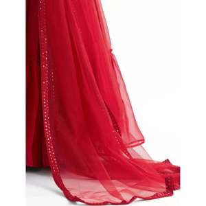 Red Georgette <b>Party</b> Wear Lehenga Choli Set with Dupatta for Women - Product Image 3