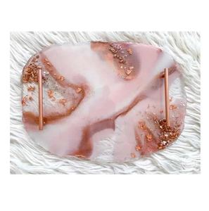 Modern Luxury Resin Serving Tray with Gold Leaf Hexagon Shape Polished Finish Dishwasher Safe Multifunction for Table Use - Product Image 2