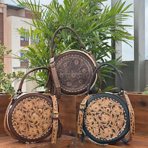 Manufacturers Custom Wholesale OEM 2025 Ladies Round Shoulder Bag Genuine Leather Vintage Luxury Designer Handbags for Women's - Product Image 4