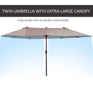 Extra <b>Large</b> 15ft Double Sided Patio <b>Umbrella</b> with Crank Handle for Deck Lawn Backyard Pool Tan Color 2.5m and 2.7m Radii - Product Image 4
