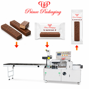 Machine d'emballage entièrement automatique pour barres de gaufrettes, machine d'emballage horizontale à flux continu, machine d'emballage en sachet coussin - Product Image 1
