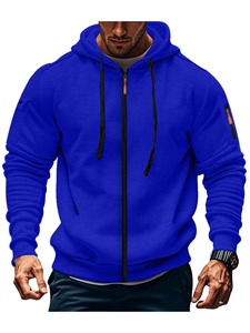 Men's Maroon Hooded Zip-Up Sweatshirt Regular Fit Casual Autumn Wear Knitted Cotton Solid Color Left Sleeve Logo 2027 - Product Image 4