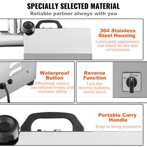1100W (4600W MAX) tritacarne elettrico commerciale capacità 396 Lb/H 2 lama 3 piastre di macinazione 304 tritacarne in acciaio inossidabile - Product Image 5
