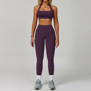 Ensemble de vêtements de sport pour femme : débardeur halter et pantalon évasé, tenue de yoga, ensemble de fitness pour l'entraînement et la gym, vêtements de sport pour femme - Product Image 6