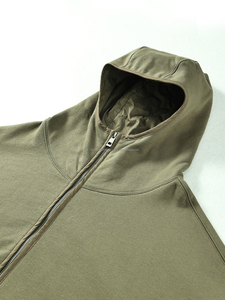 Sweat à capuche unisexe en molleton éponge 350G, fermeture éclair intégrale, coupe oversize, col montant, haute qualité et vente en gros - Product Image 2