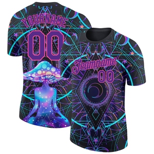 Venta al por mayor, fabricación directa, personalizado para la industria, negro-rosa, hongos mágicos 3D, geometría sagrada, transpirable, talla grande, rendimiento - Product Image 1