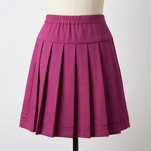 Jupe plissée courte pour femme, couleur unie, taille élastique, confortable, toutes saisons, tissu tissé - Product Image 1
