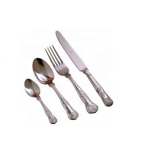 Juegos de Cubiertos de Diseño de Lujo, Acero Inoxidable de Alta Calidad, Mango de Hoja de Latón, Baño de Oro Espejo, Desechables, Personalizados - Product Image 2