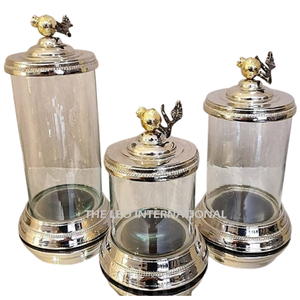 Reusable Luxury Metal Aluminum Food Storage <b>Jars</b> Fancy Decorate With Lid Pairs of 3 for Restaurants and Hotels Use - Product Image 5